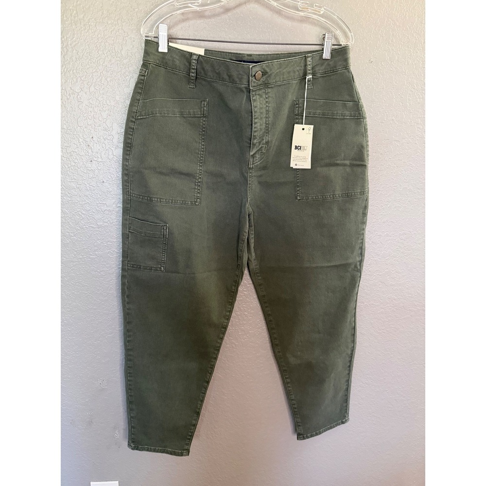 NWT Boden Barrel‎ High Rise Jeans US 12 Olive Green Stretch Patch Pocket Ankle